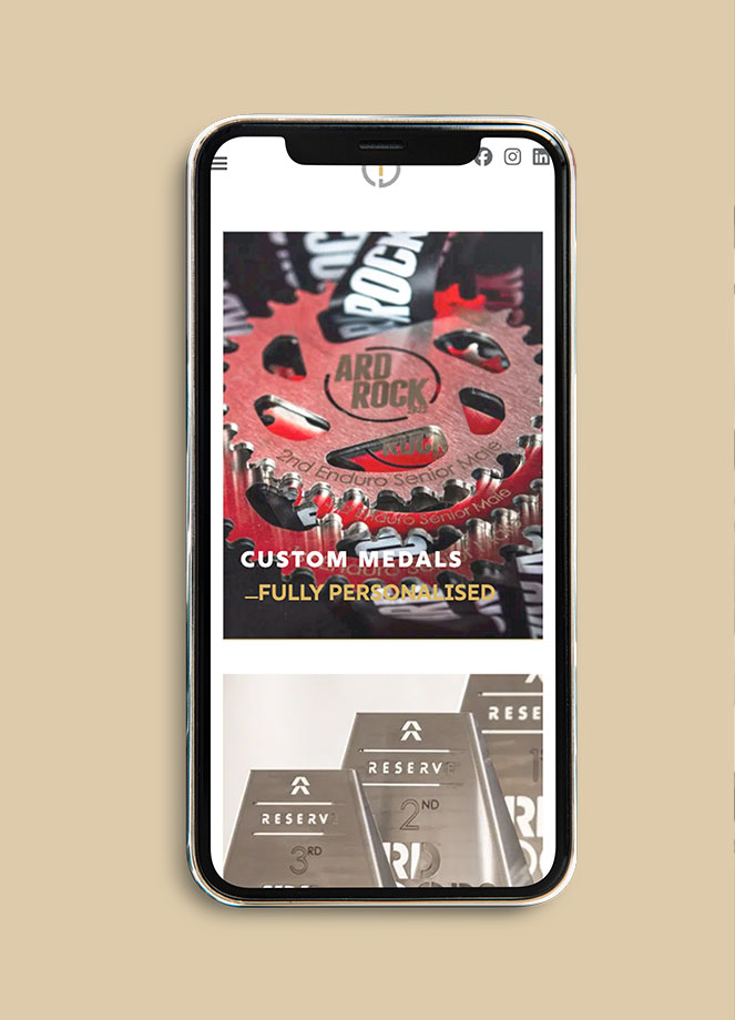 Custom Trophy Design Website Mockup on iPhone