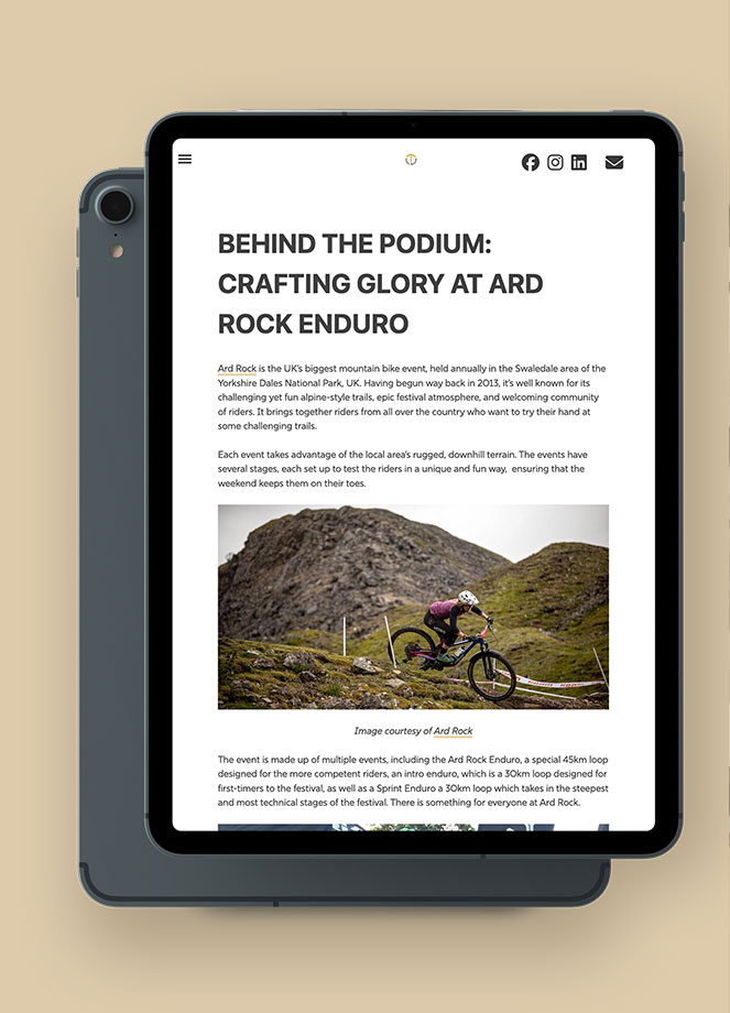 Custom Trophy Design website mockup on iPad