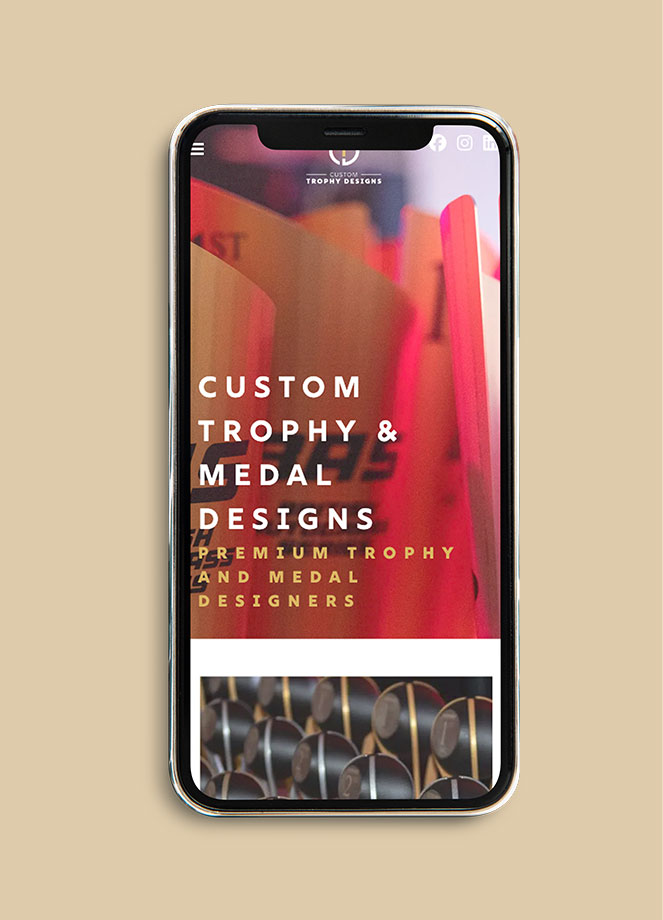 Custom Trophy Design Website Mockup