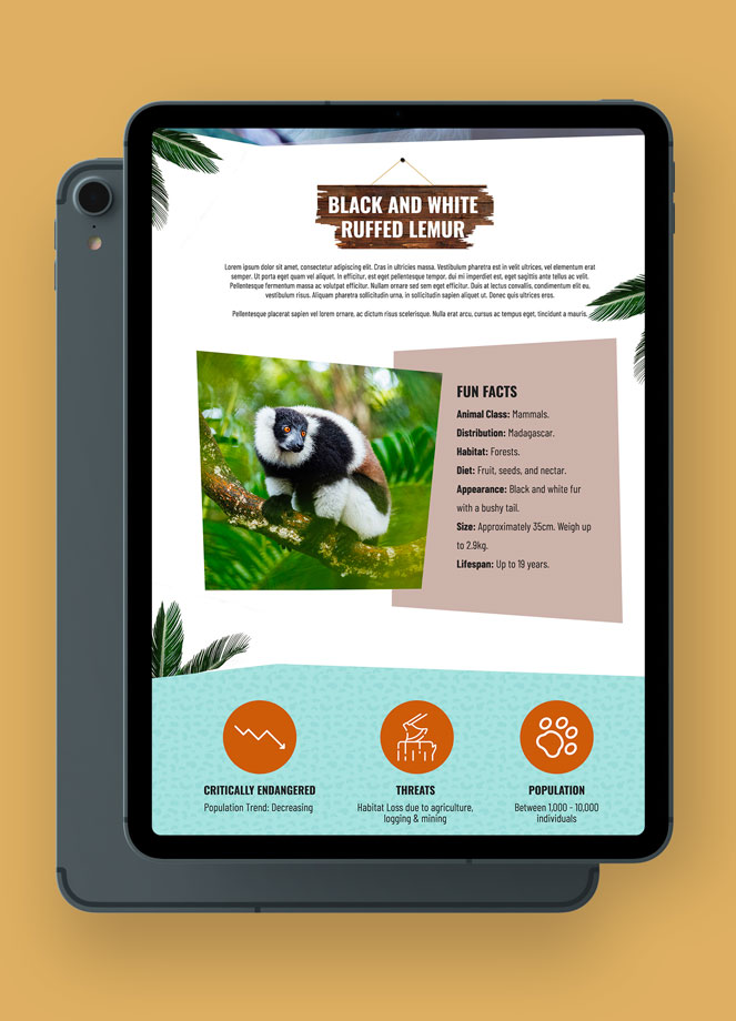 Ponderosa Zoo Website Mockup on iPad